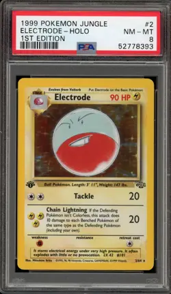 Pokemon Electrode Jungle 1st Edition Holo Rare #2 PSA 8 - Image 1