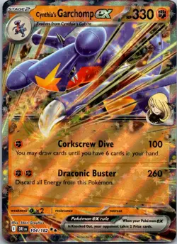 Cynthia's Garchomp ex 104/182 - SV10: Destined Rivals Double Rare Pokemon TCG NM - Image 1
