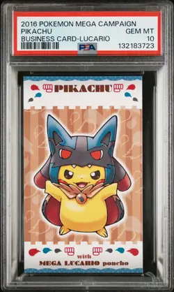 2016 POKEMON JPN STRONG CUTE PIKACHU MEGA CAMPAIGN BUSINESS CARDS PIKACHU PSA 10 - Image 1