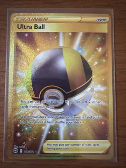 Ultra Ball 186/172 Brilliant Stars Gold Secret Rare 2022 Pokemon TCG - NM Raw - Image 1