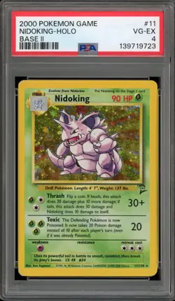 Pokemon Nidoking Base Set 2 Holo Rare #11 PSA 4 - Image 1