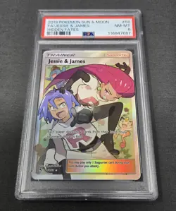 2019 POKEMON SUN & MOON HIDDEN FATES #68 FA/JESSIE & JAMES HIDDEN FATES PSA 8 - Image 3