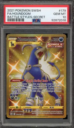 Pokemon Houndoom Battle Styles Secret Rare #179 PSA 10 Gem Mint - Image 1