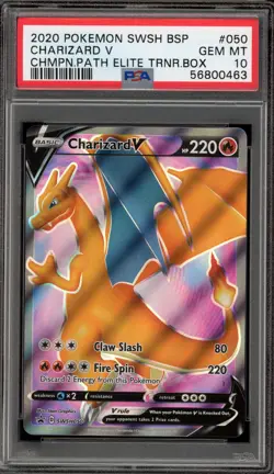 Pokemon Charizard V Champion's Path ETB Full Art Promo SWSH050 PSA 10 Gem Mint - Image 1
