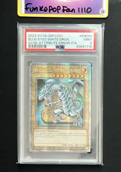2023 Yugioh LC01-EN004 Blue-Eyes White Dragon Quarter Century Secret Rare PSA 9 - Image 1