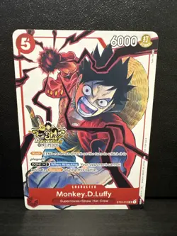 Monkey D Luffy ST01-012 SR One Piece 3rd Anniversary Stamped Promo NM - Image 1