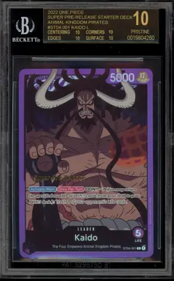 One Piece CCG Kaido Super Pre-Release Starter Deck ST04-001 BGS 10 BLACK LABEL - Image 1