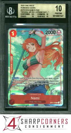 2022 ONE PIECE OP01-ROMANCE DAWN ALTERNATE ART #016 NAMI BGS 10 PRISTINE - Image 1