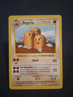 Pokemon Card Dugtrio Shadowless Base Set Rare 19/102 MP - Image 1