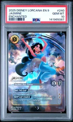 2025 Disney Lorcana EN 9 Jasmine Fearless Princess Enchanted PSA 10 #240 - Image 1