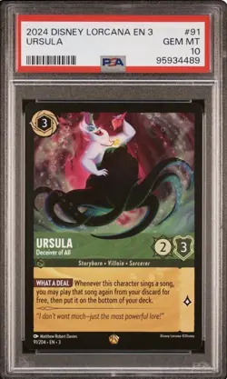 Disney Lorcana Ursula Deceiver of All 91/204 Inklands PSA 10 - Image 1