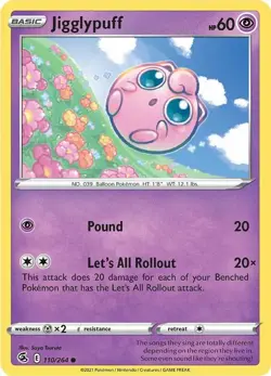 Jigglypuff Common SWSH08: Fusion Strike 110/264 NM English Pokemon Card - Image 1