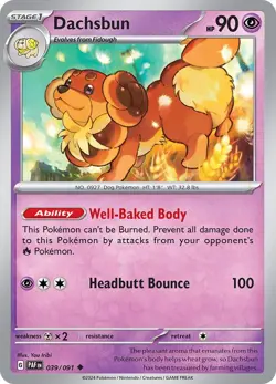 Dachsbun - SV: Paldean Fates 039/091 NM English Pokemon Card - Image 1