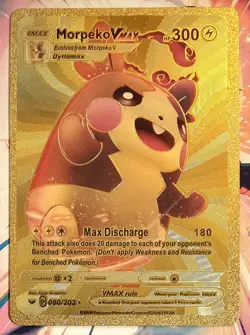 X 1 Pokemon Morpeko VMAX 300hp Gold Foil Fan Art Collectible Pokemon Card - Image 2