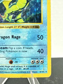 Pokemon Gyarados Shadowless 006/102 Base Set Holo Rare Card - HP - Image 5