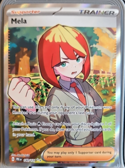Mela Holo Double Rare Pokemon Prismatic Evolutions card English Trainer - Image 1