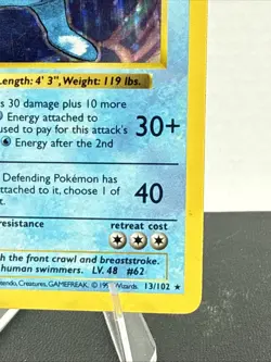 Poliwrath 013/102 Base Set (Shadowless) Holo Pokemon Card - LP - Image 5