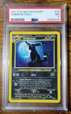 Umbreon 13/75 PSA 7 Holobleed Error Swirl Neo Discovery Holo Rare Pokemon Card - Image 1