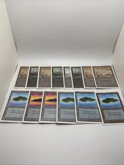 MTG Unlimited Islands + Swamps Basic Lands Lot (14) Magic The Gathering - Image 1