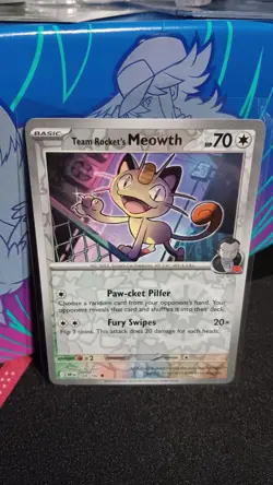 Team Rocket's Meowth 149/182 Sv10: Destined Rivals Reverse Holo Pokemon Tcg - Image 1