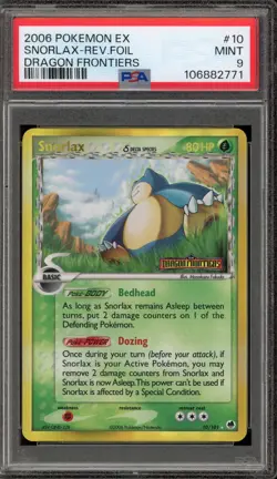 Pokemon Snorlax EX Dragon Frontiers Reverse Holo Rare #10 PSA 9 Mint - Image 1