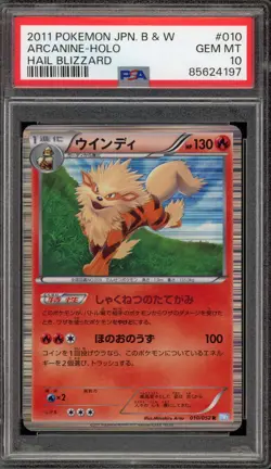 Pokemon Arcanine Hail Blizzard Unlimited Japanese Holo #010 PSA 10 Gem Mint - Image 1