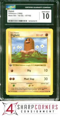 1999 POKEMON BASE SET 1ST EDITION #47 DIGLETT CGC 10 - Image 1