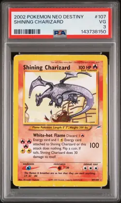 2002 Pokemon Neo Destiny Shining Charizard #107 VG PSA 3 - Image 1