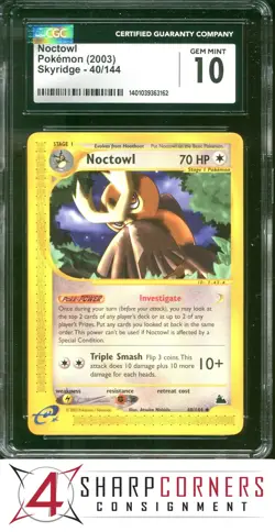 2003 POKEMON SKYRIDGE #40 NOCTOWL CGC 10 - Image 1