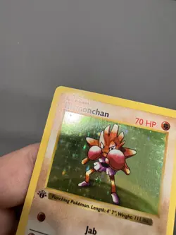Hitmonchan Pokemon Base Set 1st edition Holo Thick Stamp - Image 2
