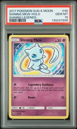 2017 POKEMON SUN & MOON SHINING LEGENDS #40 SHINING MEW-HOLO PSA 10 - Image 1