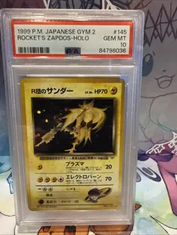 Rocket's Zapdos Pokemon 1999 Holo Gym 2 Challenge Japanese 145 PSA 10 - Image 1