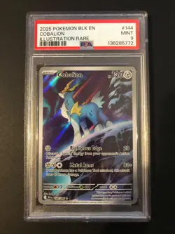 PSA 9, Pokemon Scarlet Violet Black Bolt Cobalion Illustration Rare 144/86 NM - Image 1