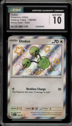 Pokemon Doduo Paldean Fates Holo Shiny Rare #199 CGC 10 Gem Mint - Image 1