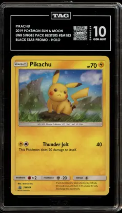Pokemon Pikachu Unbroken Bonds Blister Pk. Black Star Holo Promo SM183 TAG 10 - Image 1