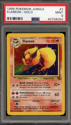 Pokemon Flareon Jungle Unlimited Holo Rare #3 PSA 9 Mint - Image 1