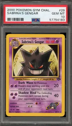 Pokemon Sabrina's Gengar Gym Challenge Unlimited Rare #29 PSA 10 Gem Mint - Image 1