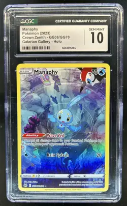 2023 Pokemon SWSH Crown Zenith Manaphy Galarian Gallery Holo #GG06/GG70 CGC 10 - Image 1