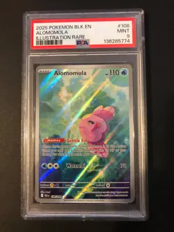 PSA 9, Pokemon 2025 Black Bolt Alomomola #108/086 Illustration Rare NM - Image 1