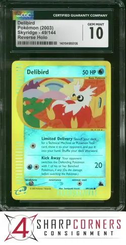 2003 POKEMON SKYRIDGE #49 DELIBIRD REVERSE HOLO CGC 10 - Image 1