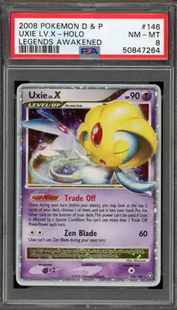Pokemon Uxie Lv.X Legends Awakened Holo Ultra Rare #146 PSA 8 - Image 1
