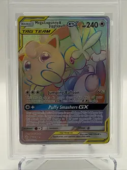2019 Pokemon Cosmic Eclipse #261 Mega Lopunny & Jigglypuff GX Secret Rare PSA 9 - Image 2