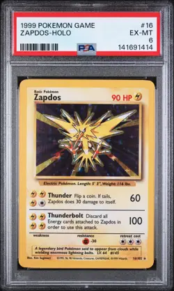 1999 Pokemon Base Set - Zapdos 16/102 Holo [PSA 6] - Image 1