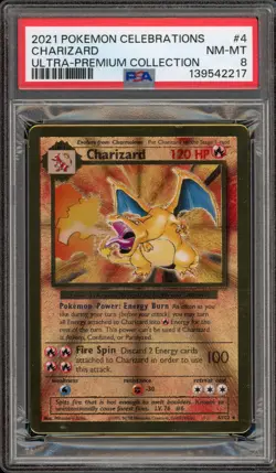 Pokemon Charizard Celebrations Ultra-Premium Coll. Gold Metal Promo #4 PSA 8 - Image 1