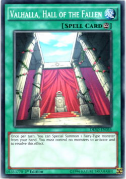 Valhalla, Hall of the Fallen - DESO-EN055 - Super Rare - 1st Edition Yugioh - Image 1