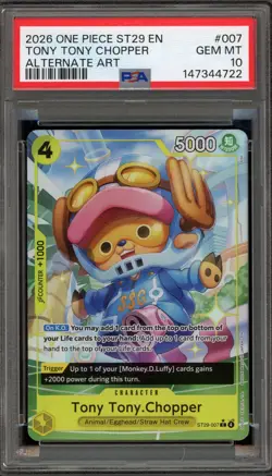 One Piece CCG Tony Tony.Chopper Alternate Art ST29-007 PSA 10 Gem Mint - Image 1