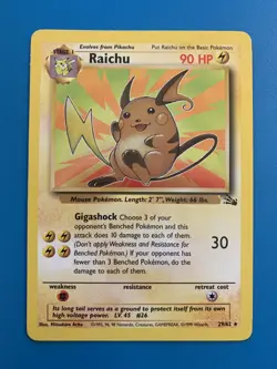 Raichu 29/62 Fossil Set Rare Vintage 1999 Pokemon Card - NM - Image 1
