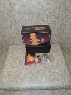 Pokemon Obsidian Flames Charmander Card Sleeves & Deck Box Red NO CARDS - Image 2