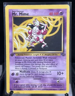 1999 Pokemon MR. MIME Jungle Set 1ST EDITION Rare NON HOLO Card 22/64 - Image 1