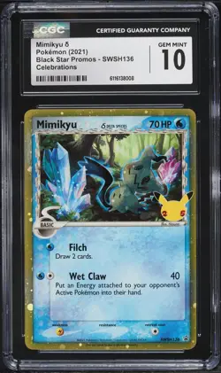 CGC 10 Mimikyu Holo Promo Celebrations 2021 Pokemon Card #136 - Image 1